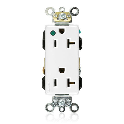 Main product image of Decora Plus Duplex Receptacle, Extra Heavy-Duty Hospital, 20A 125V NEMA 5-20R, 2P 3W (White)