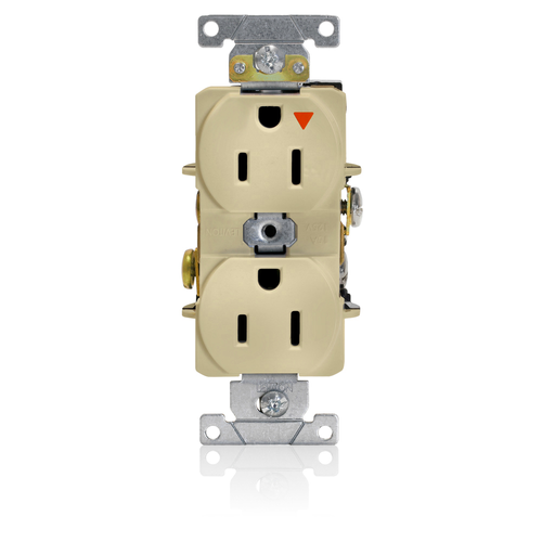Main product image of Isolated Ground Duplex Receptacle Outlet,  Smooth Face,15A, 125V Back or Side Wire, NEMA 5-15R, 2-Pole, 3-Wire, Self-Grounding (Ivory)