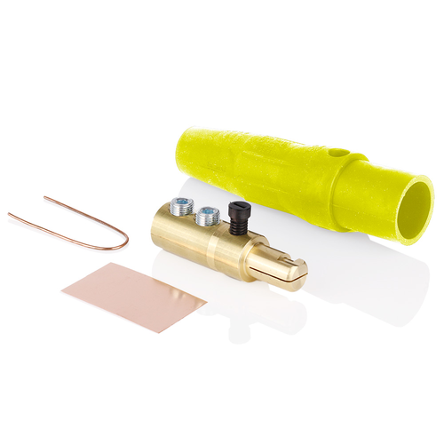 Main product image of 16 Series Taper Nose Cam-Type Male Plug, Contact & Insulator, Detachable, Pre-cut for 4/0 AWG cable, 400A Max, Type 3R When Mated (Yellow)