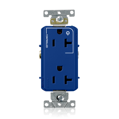 Main product image of Decora Plus Duplex Receptacle, Heavy Duty Industrial, Split-Circuit, 20A 125V NEMA 5-20R (Blue)