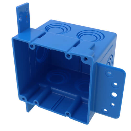 Main product image of 2-Gang ENT Non-Metallic Outlet Box w/ Eccentric Knockouts, 4" Square, 38 Cubic Inch