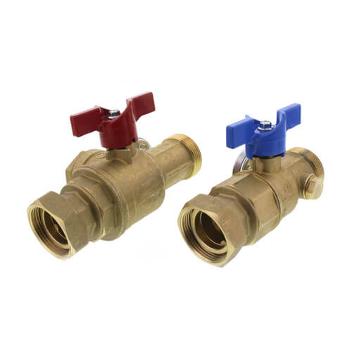 TruFLOW Manifold Supply and Return Ball Valves, Set of 2 (w/ Filter & Temp. Gauge)