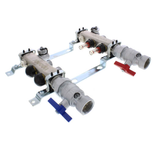 Main product image of 2-Loop 1" Stainless Steel Radiant Heat Manifold Assembly w/ Flow Meter
