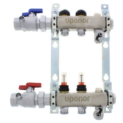 Main product image of 2-Loop 1" Stainless Steel Radiant Heat Manifold Assembly w/ Flow Meter