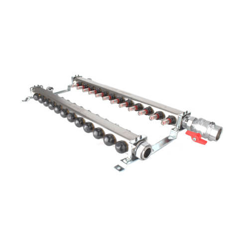 Main product image of 12-Loop 1-1/4" Stainless Steel Radiant Heat Manifold Assembly w/ Flow Meter