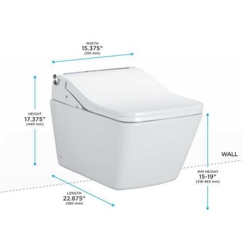 Main product image of CWT4494549CMFGA#MS Washlet + Sp Wall Hung Square Shape Toilet w/ Sw Bidet Seat & Duofit In Wall 1.28 & 0.9 GPF Dual Flush Tank System (Matte Silver)