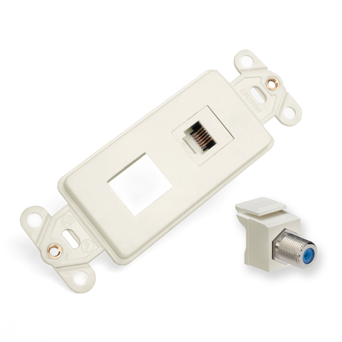 Main product image of Decora Telephone And Video Insert Kit w/ One 6P6C Usoc Jack And One F-Connector Coupler (Ivory)