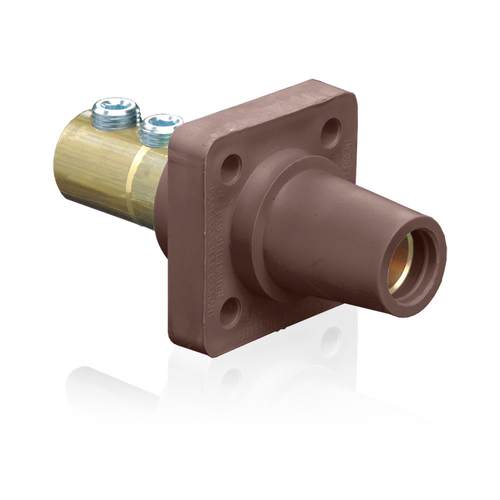 Main product image of 16 Series Female Panel Receptacle, Cam-Type, 90-Degree, Double Set Screw, Taper Nose, 400A Max, 2/0-4/0 AWG (Brown)