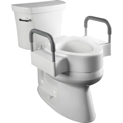 Main product image of Independence Rise Elongated/Round Plastic 4.5" Raised Toilet Seat, Support Arms, Dual Lock (White)