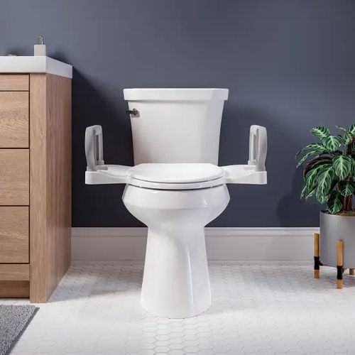 Main product image of Independence Assist Standard Height Premium Elongated/Round Plastic Toilet Seat, Support Arms (White)
