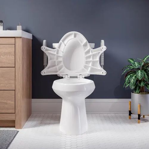 Main product image of Independence Assist Standard Height Premium Elongated/Round Plastic Toilet Seat, Support Arms (White)