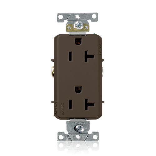 Main product image of Decora Plus Duplex Receptacle, Heavy-Duty Industrial Specification, 20A 125V NEMA 5-20R (Brown)