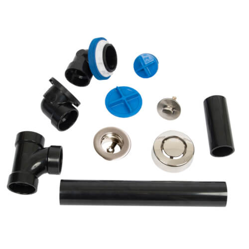 Main product image of True Blue ABS Full Kit w/ Push n' Pull Stopper, Test Kit & Finished Drain Spud (Brushed Nickel)