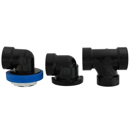 Main product image of True Blue ABS Full Kit w/ Touch Toe Stopper, Test Kit & Finished Drain Spud (Brushed Nickel)