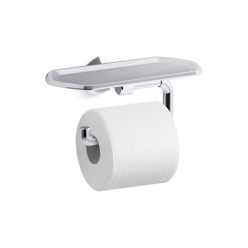 Main product image of Occasion Toilet Paper Holder w/ Tray (Matte Black w/ Brushed Moderne Brass), K-27128-BMB