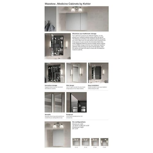 Main product image of Maxstow 20" W x 24" H Single-Door Medicine Cabinet with Mirrored Door, K-81145-DA1