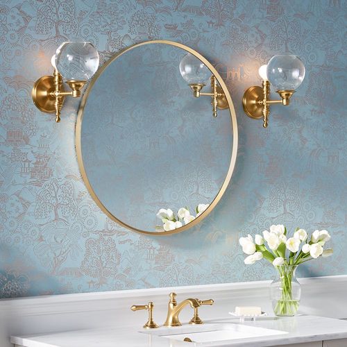 Main product image of Essential 28" Round Framed Mirror, Brushed Gold, K-26050-BGL