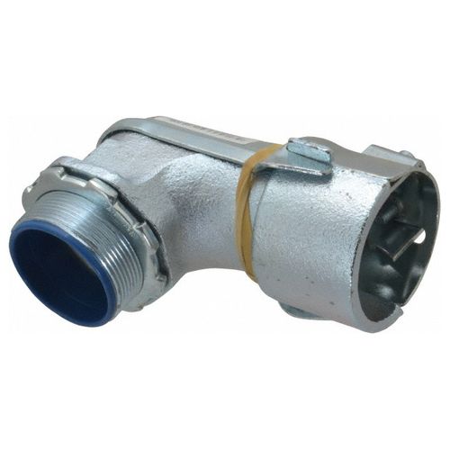 Main product image of 2" FMC Insulated Malleable Iron 90-Degree Elbow Conduit Connector w/ Set Screw, 3140
