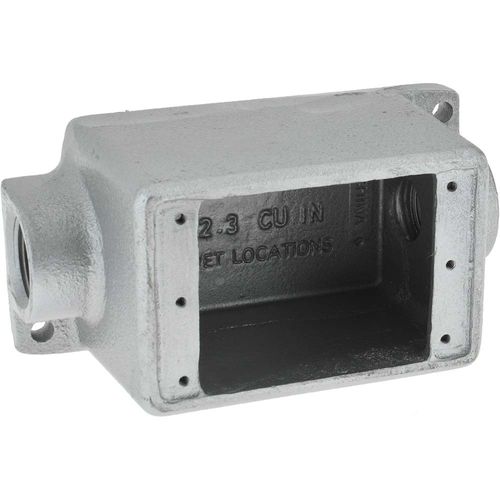 Main product image of 3/4" Deep 1 Gang Cast Device Box, Gray Iron Zinc Plated, Thru-Feed, FDC2-TB