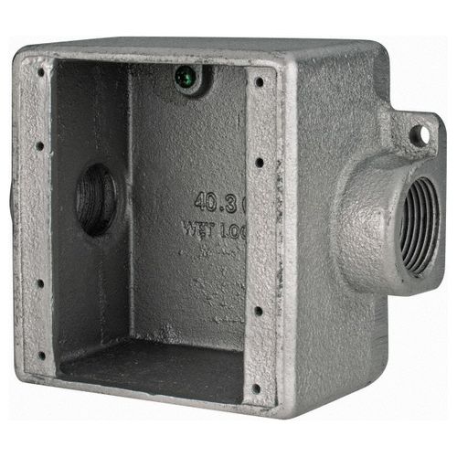 Main product image of 1" Deep 2 Gang Cast Device Box, Gray Iron Zinc Plated, Thru-Feed, FDC32-TB