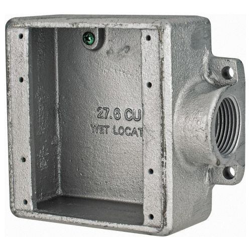 Main product image of 1" Shallow 2 Gang Cast Device Box, Gray Iron Zinc Plated, Dead End, FS32-TB