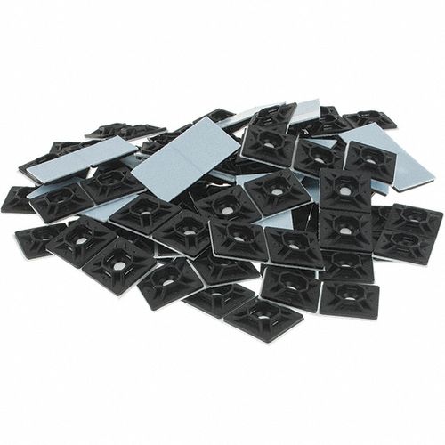 Main product image of Black, Nylon, Four Way Cable Tie Mounting Pad (Pack of 100), MPNY-1000-0-C