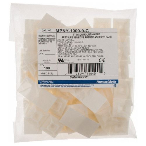 Main product image of Natural Color, Nylon, Four Way Cable Tie Mounting Base (Pack of 100), MPNY-1000-9-C