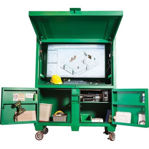 Main product image of 16 Gauge Steel Compact Field Office with Casters, Green