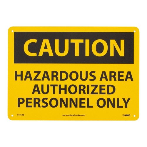 Main product image of 10" High Caution Hazardous Area Authorized Personnel Only Aluminum Sign, C101AB