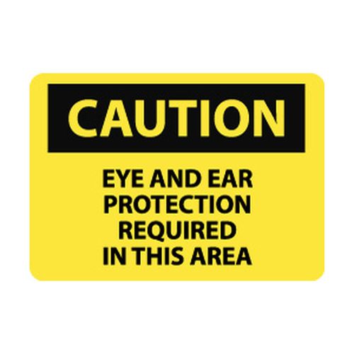 Main product image of 10" x 14" Caution Eye and Ear Protection Required in This Area Aluminum Safety Sign, C151AB