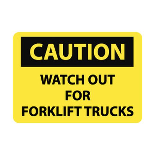 Main product image of 10" x 14" Caution Watch Out for Fork Lift Trucks Aluminum Accident Prevention Sign, C215AB