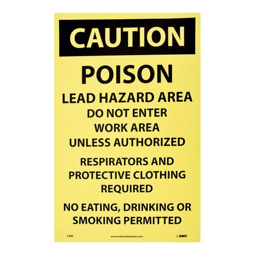 Main product image of 17" High Caution Poison Lead Hazard Area Do Not Enter Work Area Paper Sign, C385