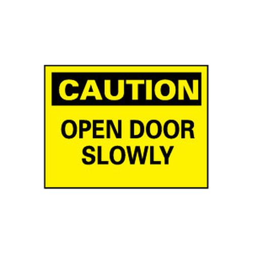 Main product image of 10" x 14" Caution Open Door Slowly Rigid Plastic Fire & Exit Sign, C55RB