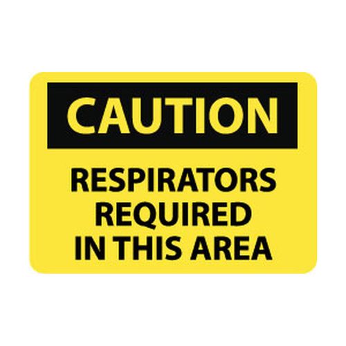 Main product image of 10" High Caution Respirators Required in This Area Aluminum Sign, C71AB