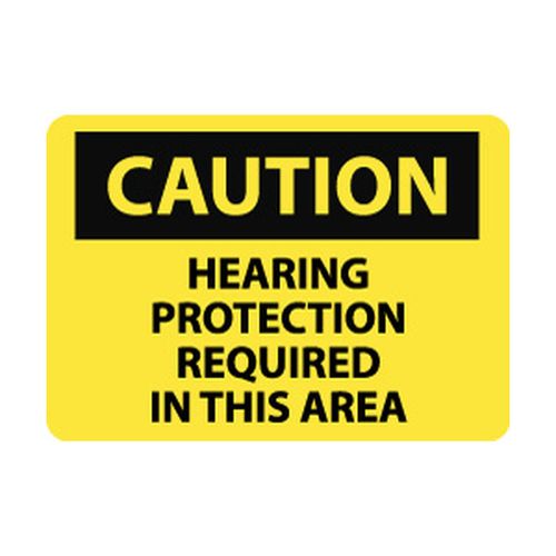 Main product image of 10" High Caution Hearing Protection Required in This Area Aluminum Sign, C88AB