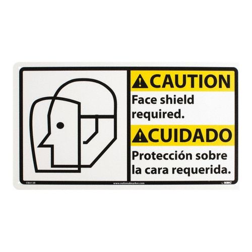 Main product image of 10" High Caution Face Shield Required Plastic Sign, CBA13R