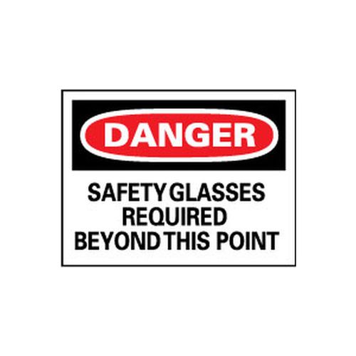 Main product image of 10" High Danger Safety Glasses Required Beyond This Point Aluminum Sign, D108AB
