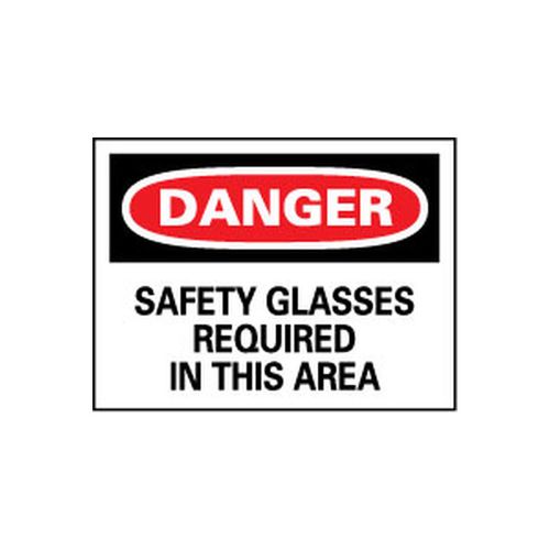 Main product image of 10" High Danger Safety Glasses Required in This Area Aluminum Sign, D11AB