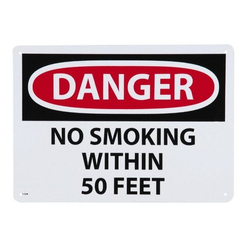 Main product image of 10" High Danger No Smoking Within 50 Feet Aluminum Sign, D124AB