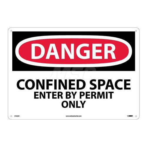 Main product image of 14" x 20" Danger Confined Space Enter by Permit Only Aluminum Accident Prevention Sign, D162AC
