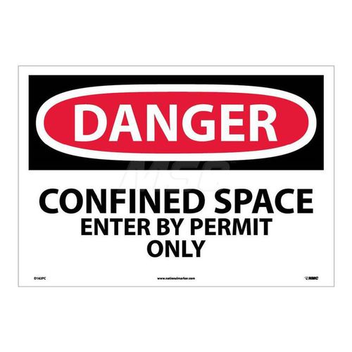 Main product image of 14" x 20" Danger Confined Space Enter by Permit Only Vinyl Accident Prevention Sign, D162PC