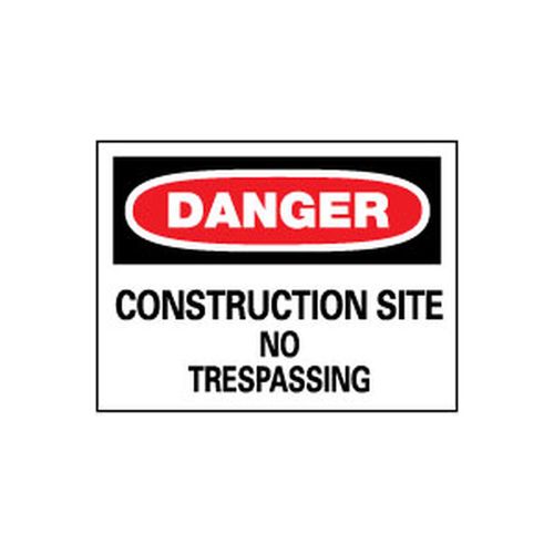Main product image of 14" High Danger Construction Site No Trespassing Plastic Sign, D248RC