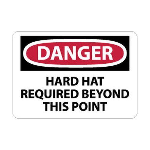 Main product image of 10" x 14" Danger Hard Hat Required Beyond This Point Aluminum Accident Prevention Sign, D389AB
