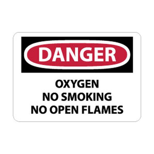 Main product image of 10" x 14" Danger Oxygen No Smoking & No Open Flames Aluminum Sign, D597AB