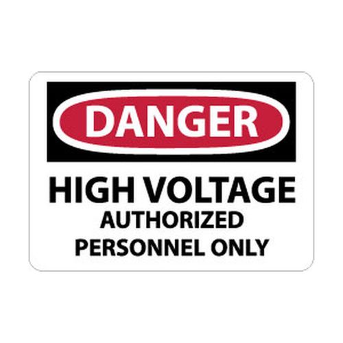 Main product image of 10" x 14" Danger High Voltage Authorized Personnel Only Aluminum Safety Sign, D647AB