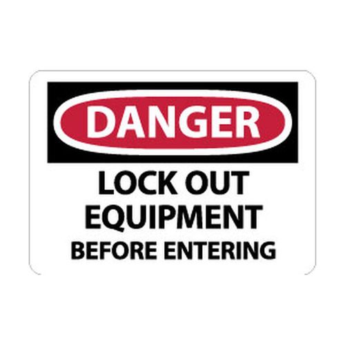 Main product image of 10" x 14" Danger Lock Out Equipment Before Entering Aluminum Accident Prevention Sign, D664AB