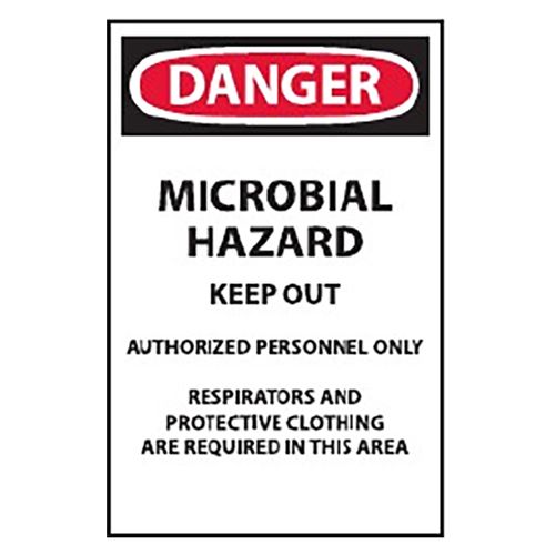 Main product image of 17" High Danger Microbial Hazard Keep Out Authorized Personnel Paper Sign, D895-ACCUFORM