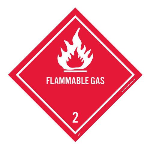 Main product image of 4" x 4" Flammable Gas DOT Shipping Label, DL2AL