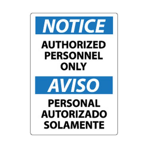 Main product image of 20" High Notice Authorized Personnel Only Plastic Sign, ESN34RC