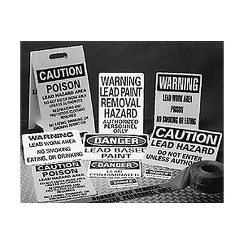 Main product image of 19" x 12" Caution Poison Lead Hazard Area Do Not Enter Work Area Unless Floor Sign, FS19